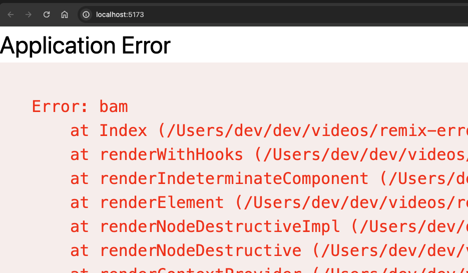 Une erreur dans une application Remix